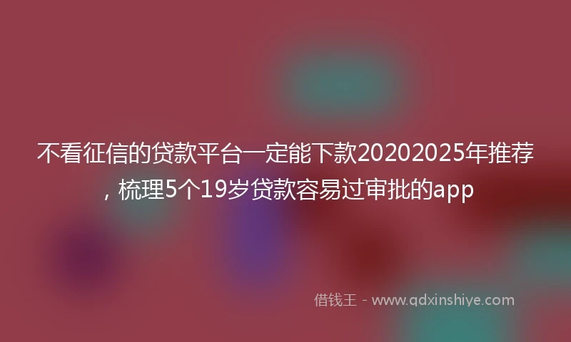 不看征信的贷款平台一定能下款20202025年推荐，梳理5个19岁贷款容易过审批的app
