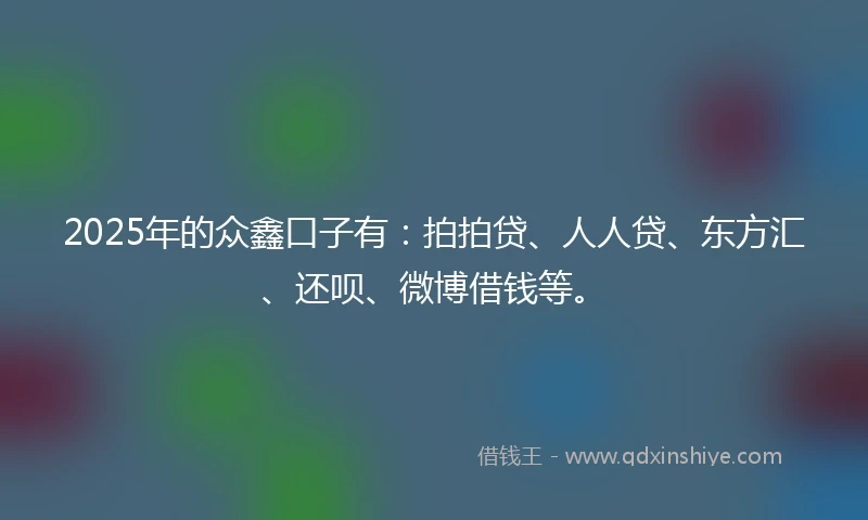2025年的众鑫口子有：拍拍贷、人人贷、东方汇、还呗、微博借钱等。