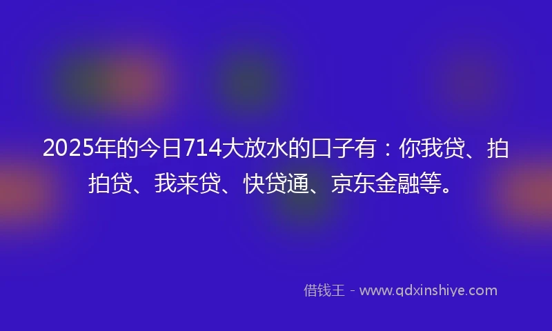 2025年的今日714大放水的口子有：你我贷、拍拍贷、我来贷、快贷通、京东金融等。