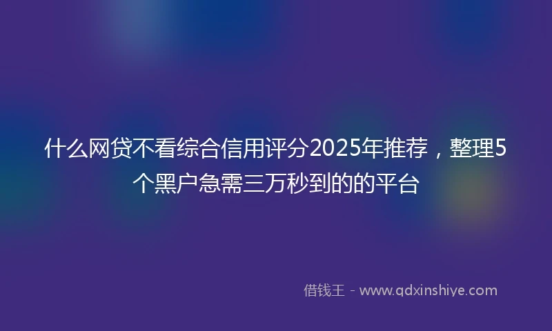 什么网贷不看综合信用评分2025年推荐，整理5个黑户急需三万秒到的的平台