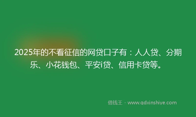 2025年的不看征信的网贷口子有：人人贷、分期乐、小花钱包、平安i贷、信用卡贷等。