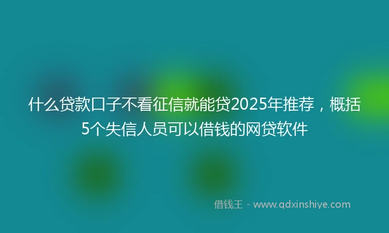 什么贷款口子不看征信就能贷2025年推荐，概括5个失信人员可以借钱的网贷软件