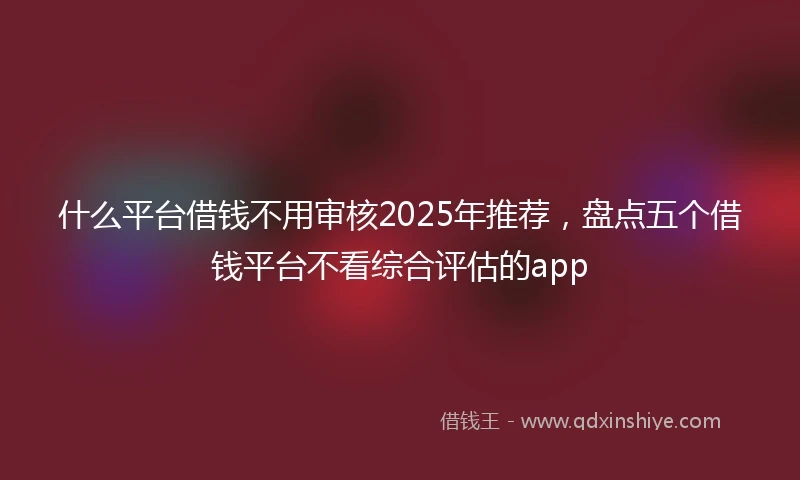 什么平台借钱不用审核2025年推荐，盘点五个借钱平台不看综合评估的app