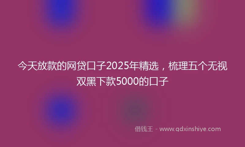 今天放款的网贷口子2025年精选，梳理五个无视双黑下款5000的口子