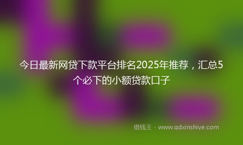 今日最新网贷下款平台排名2025年推荐，汇总5个必下的小额贷款口子