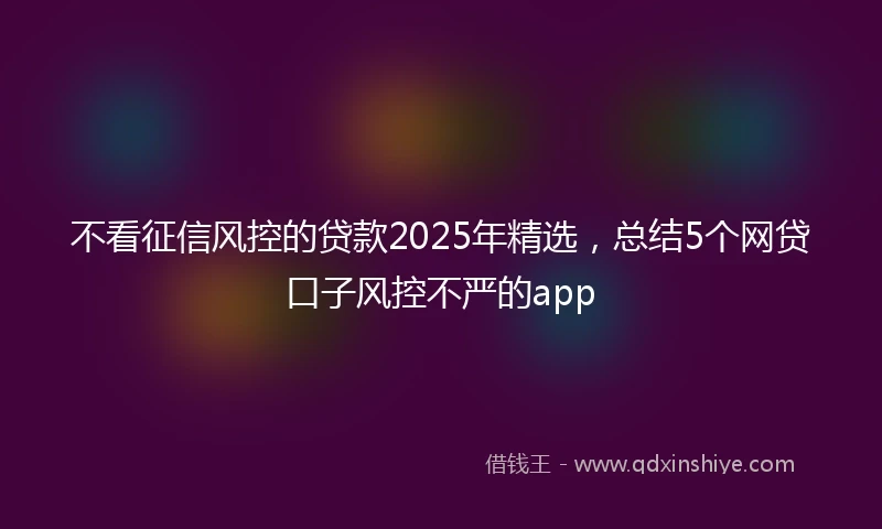 不看征信风控的贷款2025年精选，总结5个网贷口子风控不严的app