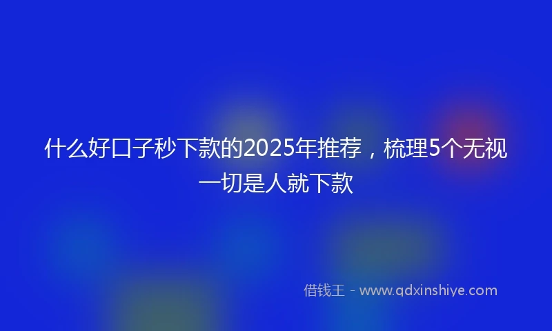 什么好口子秒下款的2025年推荐，梳理5个无视一切是人就下款
