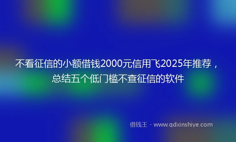 不看征信的小额借钱2000元信用飞2025年推荐，总结五个低门槛不查征信的软件