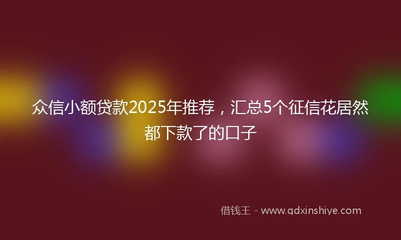 众信小额贷款2025年推荐，汇总5个征信花居然都下款了的口子