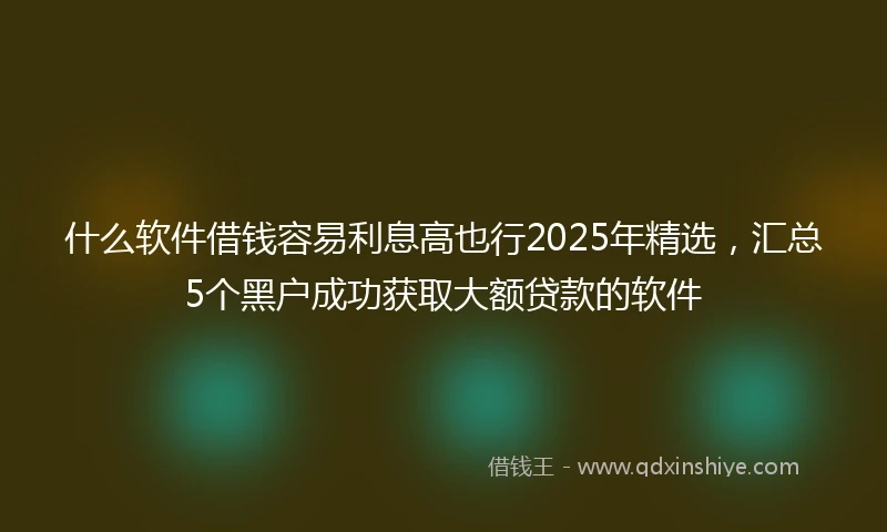 什么软件借钱容易利息高也行2025年精选，汇总5个黑户成功获取大额贷款的软件