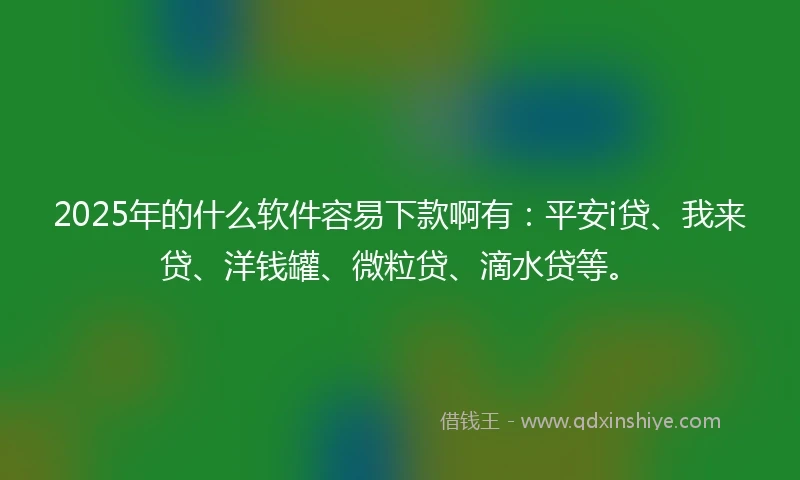 2025年的什么软件容易下款啊有：平安i贷、我来贷、洋钱罐、微粒贷、滴水贷等。