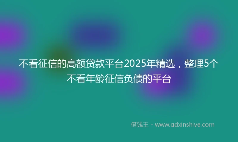 不看征信的高额贷款平台2025年精选，整理5个不看年龄征信负债的平台