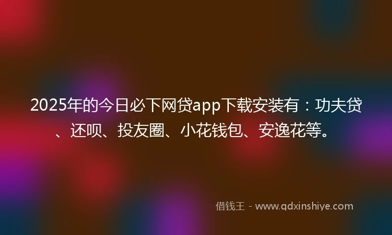 2025年的今日必下网贷app下载安装有：功夫贷、还呗、投友圈、小花钱包、安逸花等。
