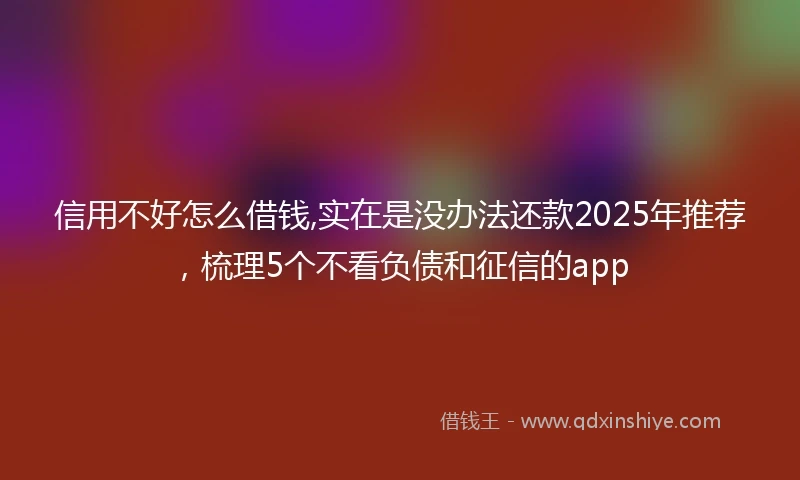信用不好怎么借钱,实在是没办法还款2025年推荐，梳理5个不看负债和征信的app