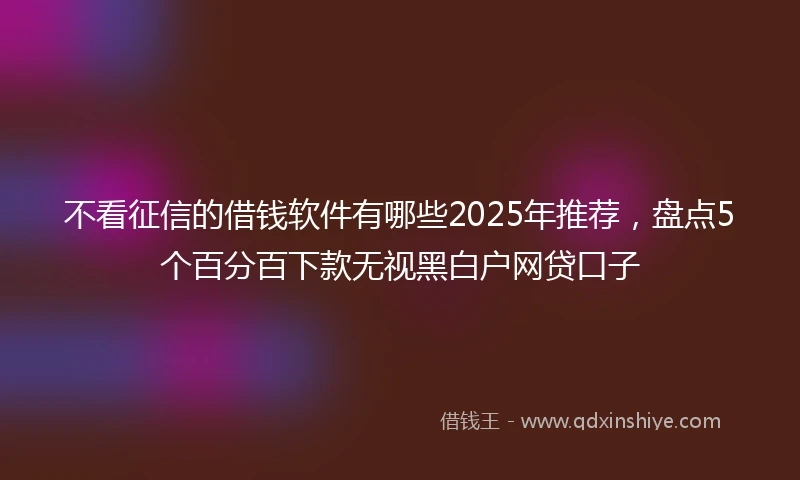 不看征信的借钱软件有哪些2025年推荐，盘点5个百分百下款无视黑白户网贷口子