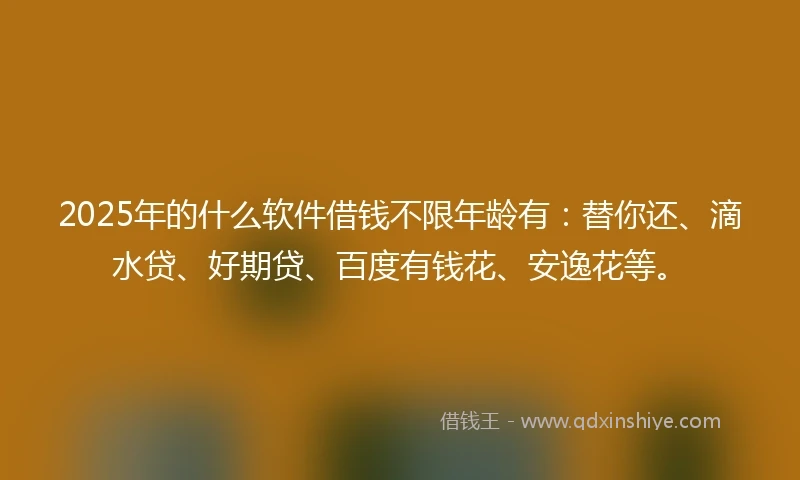 2025年的什么软件借钱不限年龄有：替你还、滴水贷、好期贷、百度有钱花、安逸花等。