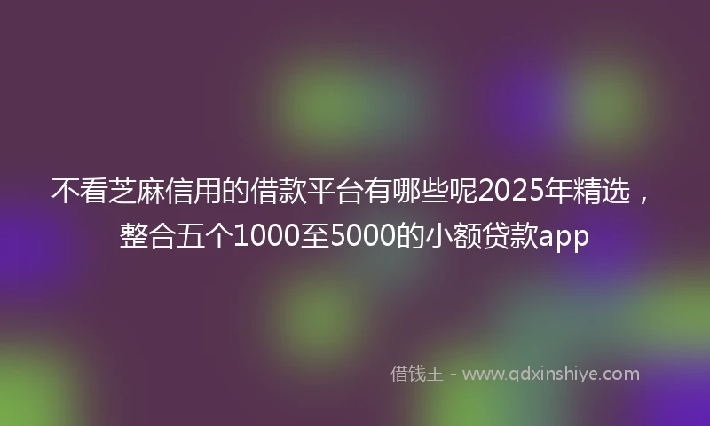 不看芝麻信用的借款平台有哪些呢2025年精选，整合五个1000至5000的小额贷款app