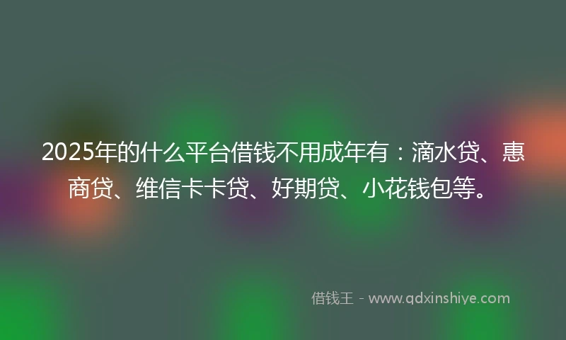 2025年的什么平台借钱不用成年有：滴水贷、惠商贷、维信卡卡贷、好期贷、小花钱包等。