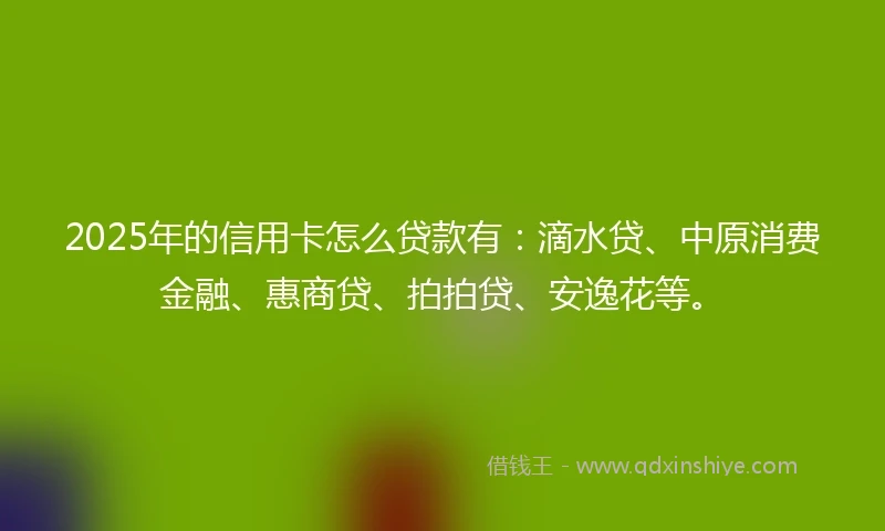 2025年的信用卡怎么贷款有：滴水贷、中原消费金融、惠商贷、拍拍贷、安逸花等。