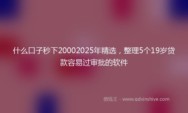 什么口子秒下20002025年精选，整理5个19岁贷款容易过审批的软件