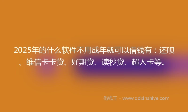 2025年的什么软件不用成年就可以借钱有：还呗、维信卡卡贷、好期贷、读秒贷、超人卡等。