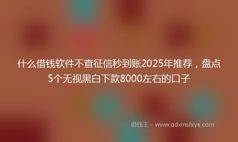 什么借钱软件不查征信秒到账2025年推荐，盘点5个无视黑白下款8000左右的口子