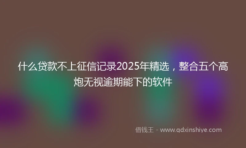 什么贷款不上征信记录2025年精选，整合五个高炮无视逾期能下的软件