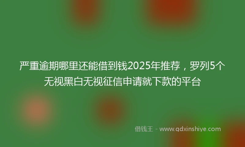 严重逾期哪里还能借到钱2025年推荐，罗列5个无视黑白无视征信申请就下款的平台