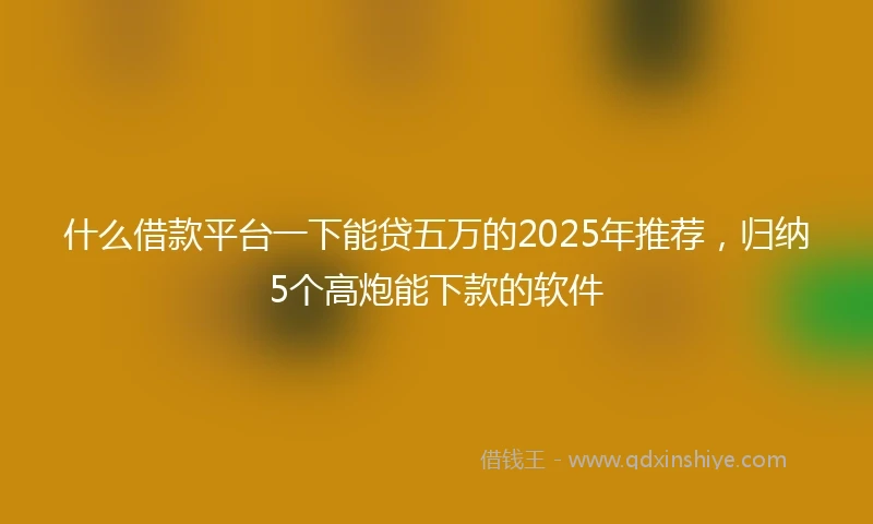 什么借款平台一下能贷五万的2025年推荐，归纳5个高炮能下款的软件