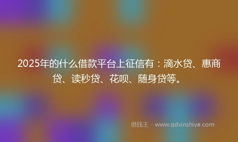 2025年的什么借款平台上征信有：滴水贷、惠商贷、读秒贷、花呗、随身贷等。