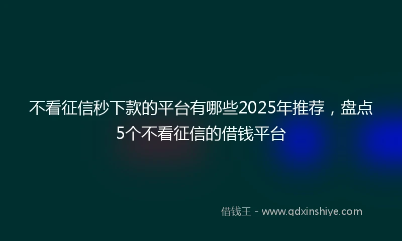 不看征信秒下款的平台有哪些2025年推荐，盘点5个不看征信的借钱平台
