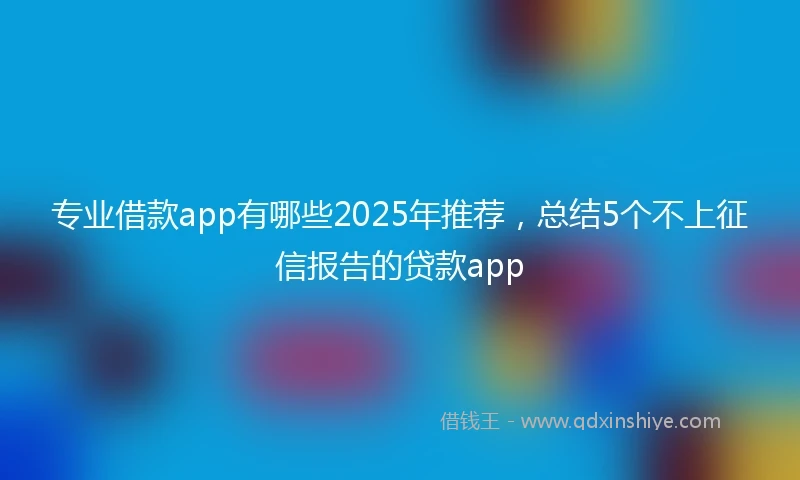 专业借款app有哪些2025年推荐，总结5个不上征信报告的贷款app
