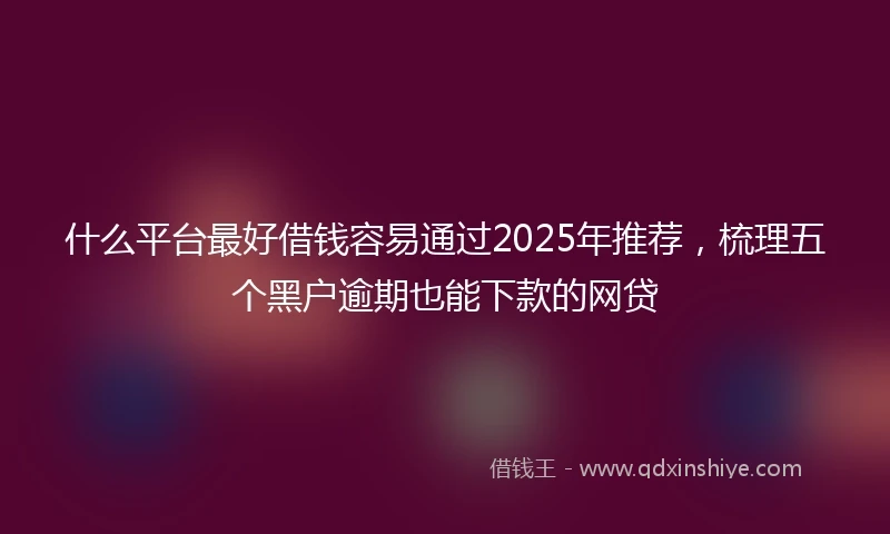 什么平台最好借钱容易通过2025年推荐，梳理五个黑户逾期也能下款的网贷