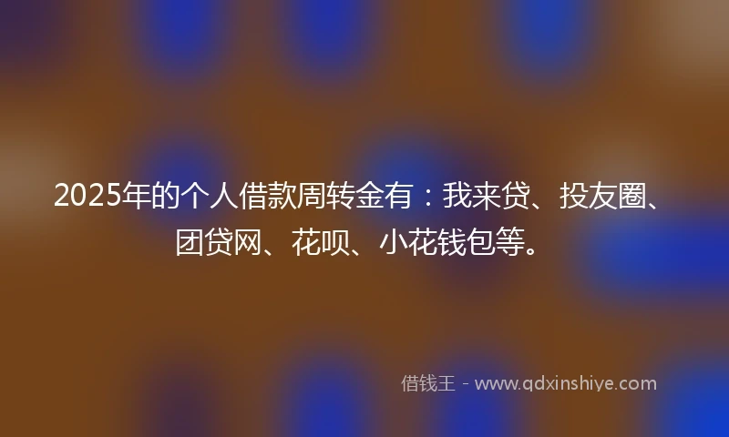 2025年的个人借款周转金有：我来贷、投友圈、团贷网、花呗、小花钱包等。