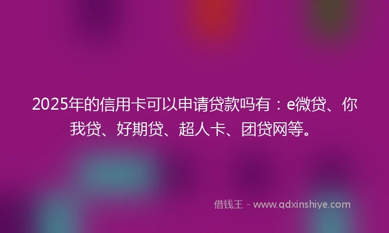 2025年的信用卡可以申请贷款吗有：e微贷、你我贷、好期贷、超人卡、团贷网等。