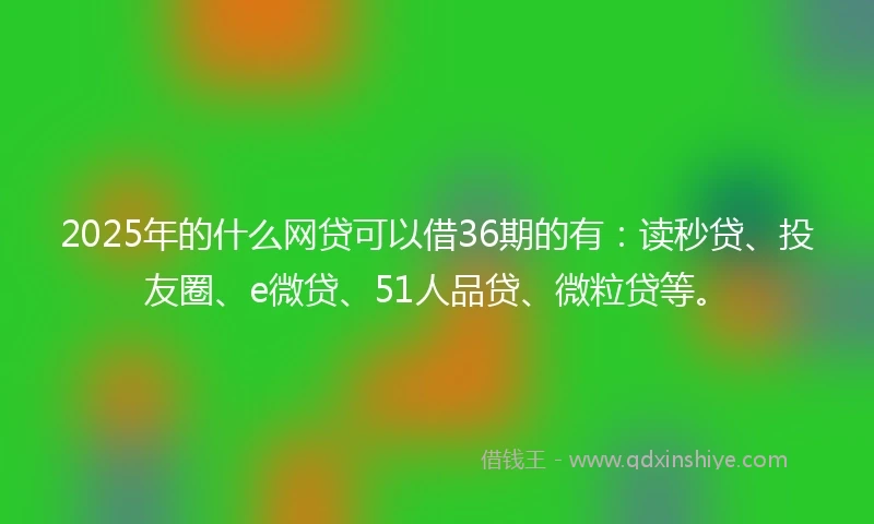 2025年的什么网贷可以借36期的有：读秒贷、投友圈、e微贷、51人品贷、微粒贷等。