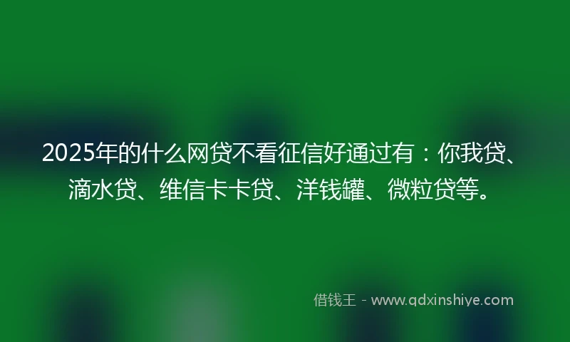 2025年的什么网贷不看征信好通过有：你我贷、滴水贷、维信卡卡贷、洋钱罐、微粒贷等。