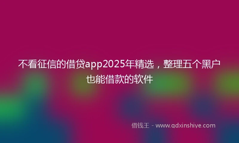 不看征信的借贷app2025年精选，整理五个黑户也能借款的软件