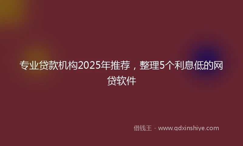 专业贷款机构2025年推荐，整理5个利息低的网贷软件