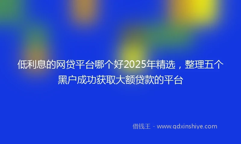 低利息的网贷平台哪个好2025年精选，整理五个黑户成功获取大额贷款的平台