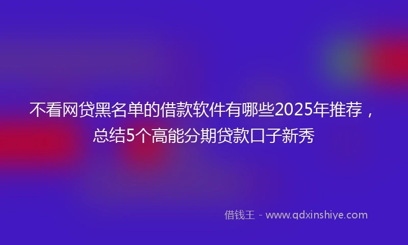 不看网贷黑名单的借款软件有哪些2025年推荐,总结5个高能分期贷款口子新秀