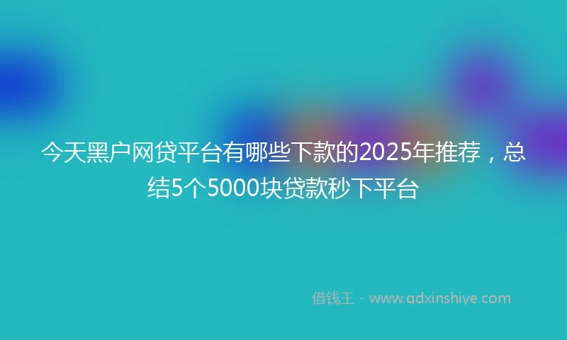 今天黑户网贷平台有哪些下款的2025年推荐，总结5个5000块贷款秒下平台