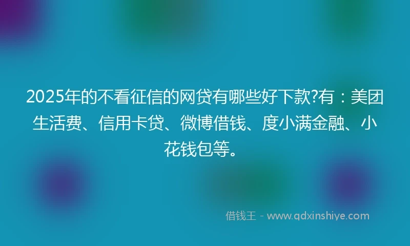 2025年的不看征信的网贷有哪些好下款?有：美团生活费、信用卡贷、微博借钱、度小满金融、小花钱包等。