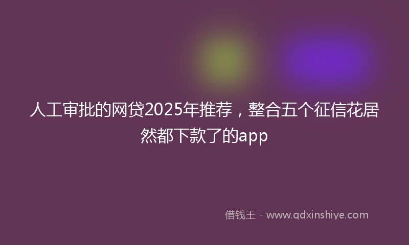 人工审批的网贷2025年推荐，整合五个征信花居然都下款了的app