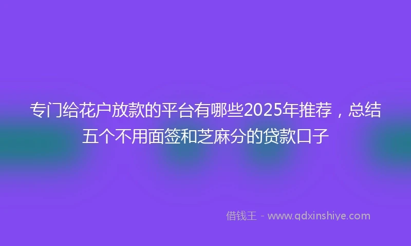 专门给花户放款的平台有哪些2025年推荐，总结五个不用面签和芝麻分的贷款口子