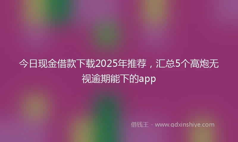 今日现金借款下载2025年推荐，汇总5个高炮无视逾期能下的app
