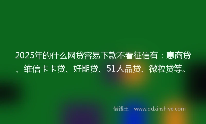 2025年的什么网贷容易下款不看征信有：惠商贷、维信卡卡贷、好期贷、51人品贷、微粒贷等。