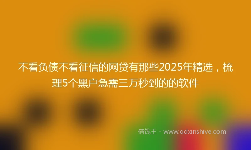 不看负债不看征信的网贷有那些2025年精选，梳理5个黑户急需三万秒到的的软件