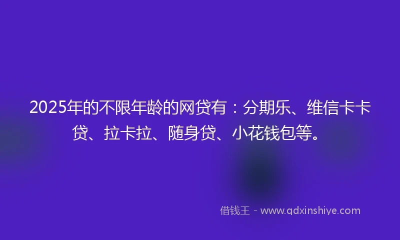 2025年的不限年龄的网贷有：分期乐、维信卡卡贷、拉卡拉、随身贷、小花钱包等。