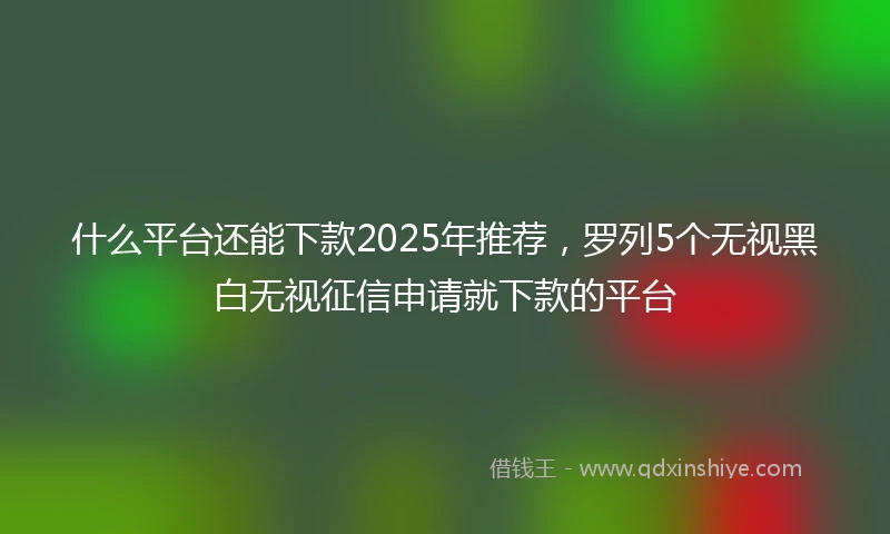 什么平台还能下款2025年推荐，罗列5个无视黑白无视征信申请就下款的平台